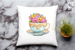 Floral Teacup Clipart Sublimation PNG Product Image 2