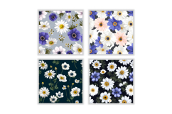 Daisy Flower &amp; Anemone Flower Digital Paper Product Image 2