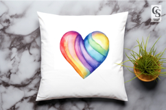 Rainbow Watercolor Heart Art Illustration Clipart PNG Product Image 3