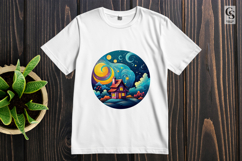 Starry Night Cottage Clipart Sublimation PNG Product Image 2