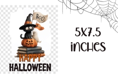 Cute Halloween Cat Towel Sublimation, Happy Halloween PNG Product Image 2