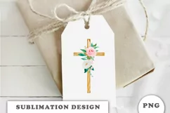 Watercolor Floral cross sublimation Png Product Image 2