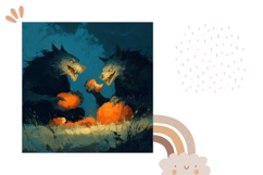 Scary Wolf Pillow, Pumpkins Pillowcase, Halloween Pillow PNG Product Image 2