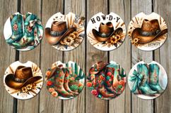 Western | american coaster &amp; key chain sublimation design Product Image 2
