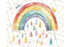 Watercolor Dinosaur and Rainbow PNG Clipart, Baby Nursery Product Image 2