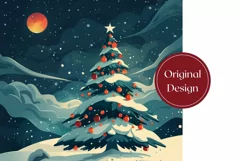Christmas Tree Tumbler Wrap, Moon Tumbler Design, Winter PNG Product Image 2