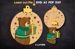 Bear Christmas Ornament SVG laser cut files for Glowforge Product Image 2