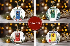 Christmas Door Ornaments, Watercolor Winter Ornament PNG Product Image 2