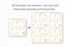 Swan Seamless Pattern, Romantic Digital Paper Product Image 2