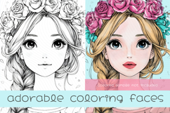 Black and White Line Art Portraits for Coloring Product Image 2
