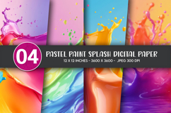 Pastel Paint Splash Digital Paper Product Image 1