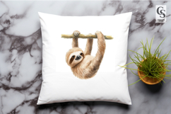 Hanging Sloth Watercolor Clipart Sublimation PNG Product Image 2
