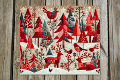 Xmas patchwork landscape | Skinny tumbler sublimation design Product Image 2