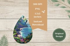 Tropical Teardrop Earrings, Summer Earrings Sublimation Product Image 2