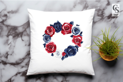 Patriotic Rose Heart Watercolor Clipart PNG Product Image 2