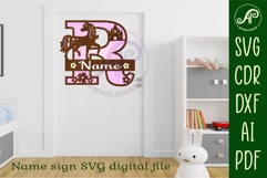 Unicorn Capital Monogram Letter name sign R SVG Product Image 2