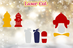 Firefighter Christmas ornament svg, 3d decoration Fireman Product Image 2