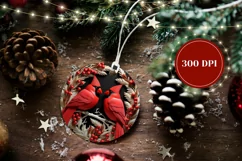 Christmas Round Ornament 3D , Red Cardinals Ornament Design Product Image 2