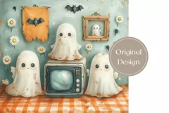 Halloween Tumbler Wrap, Halloween Ghosts Tumbler PNG Product Image 2
