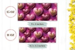 Pink Hearts Mug Wrap, Glitter Love Mug Sublimation Design Product Image 2