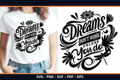 Dreams don't work unless you do, Motivational quotes SVG Product Image 1