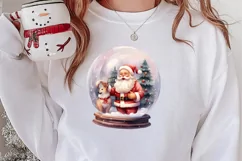 Santa Claus In Snow Globe Clipart Sublimation, Christmas SVG Product Image 2
