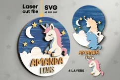 Unicorn Baby Name Sign SVG Laser cut file for Glowforge Product Image 2
