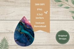 Blue Marble Teardrop Earrings, Glitter Earring Sublimation Product Image 2