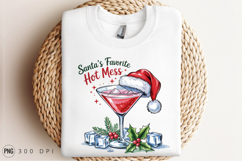 Christmas Cocktail With Santa Hat And Festive Decoration PNG Product Image 2