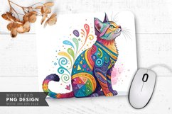 Colorful Abstract Rainbow Cat Mouse Pad PNG Design Product Image 1