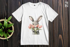 Cute Bunny With Tulips Clipart Sublimation PNG Product Image 2