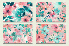 Pink &amp; Teal Watercolor Flowers Cutting Boards sublimation De Product Image 2