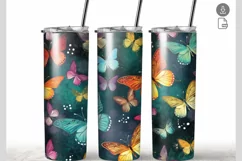 Butterfly Watercolor 20 oz Tumbler Wrap Sublimation Product Image 1