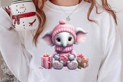 Cute Pink Christmas Animals Clipart Sublimation Product Image 3