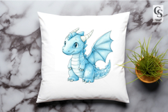 Cute Blue Baby Dragon Clipart Sublimation PNG Product Image 2