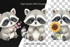 15 Bundle Watercolor Baby Raccoon Cute Animal Forest Lovely Product Image 2