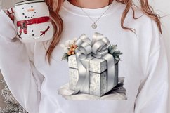 Cute Silver Christmas Watercolor Clipart, Christmas SVG Product Image 2