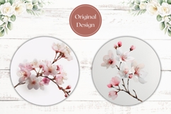 Watercolor Flowers Car Coasters, Sakura Round Coaster Product Image 2