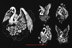 10 Bundle Dark Art Swan Floral Flower Bird Swan Feathers Product Image 3