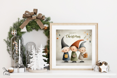 Cute christmas gnomes digital paper, background clipart Product Image 2