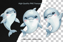 15 Bundle Watercolor Cute Dolphin Fish Animal Sea Ocean Kids Product Image 2