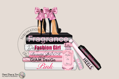 Fashion Girl Glam Books Heels Perfume PNG Chic Design Product Image 1