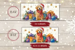 Watercolor Christmas Dog Mug Wrap, Christmas Mug Design Product Image 2