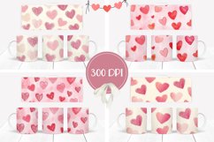 Cartoon Hearts Mug Wrap Designs, Love Hearts Mug Template Product Image 2