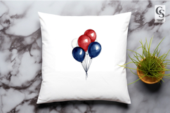 Patriotic Balloon Watercolor Clipart PNG Product Image 2