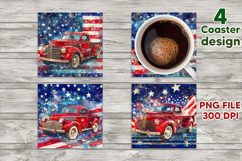 4th of July square coaster sublimation design PNG Product Image 1