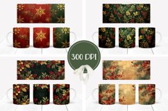 Floral Christmas Mug Wrap Design, Winter Mug Sublimation Product Image 2