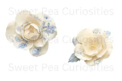 Blue, Flower, Ephemera, PNG, Junk Journal, clipart Product Image 2