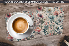Flowers Coaster Sublimation, Spring Flowers Coaster PNG Product Image 1