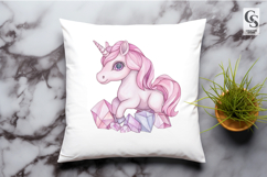 Pink Crystal Unicorn Watercolor Clipart Sublimation PNG Product Image 2